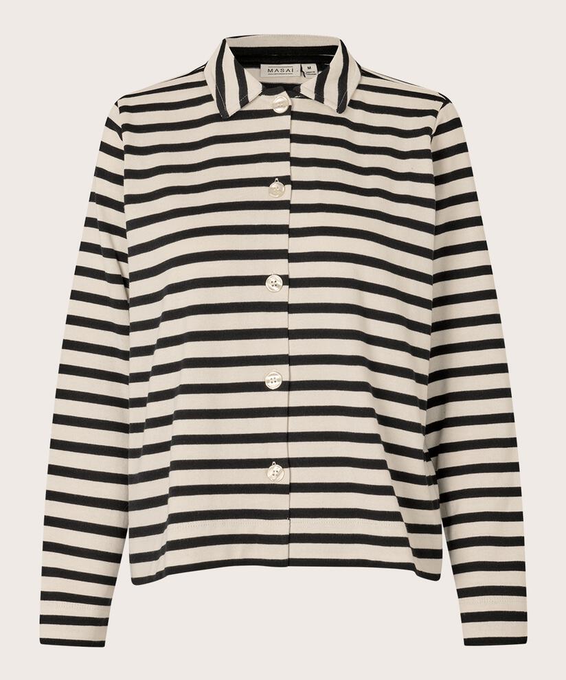 MaInette Striped Jersey Shirt Black