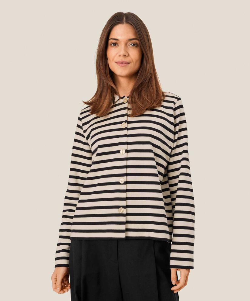 MaInette Striped Jersey Shirt Black