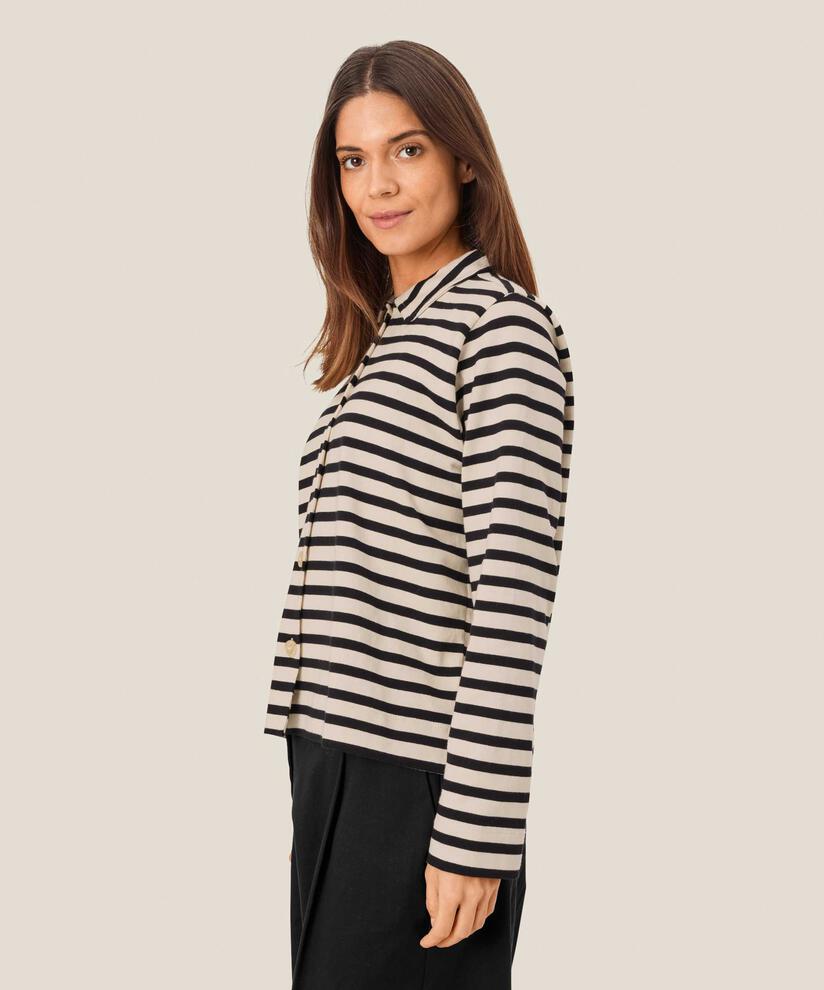 MaInette Striped Jersey Shirt Black