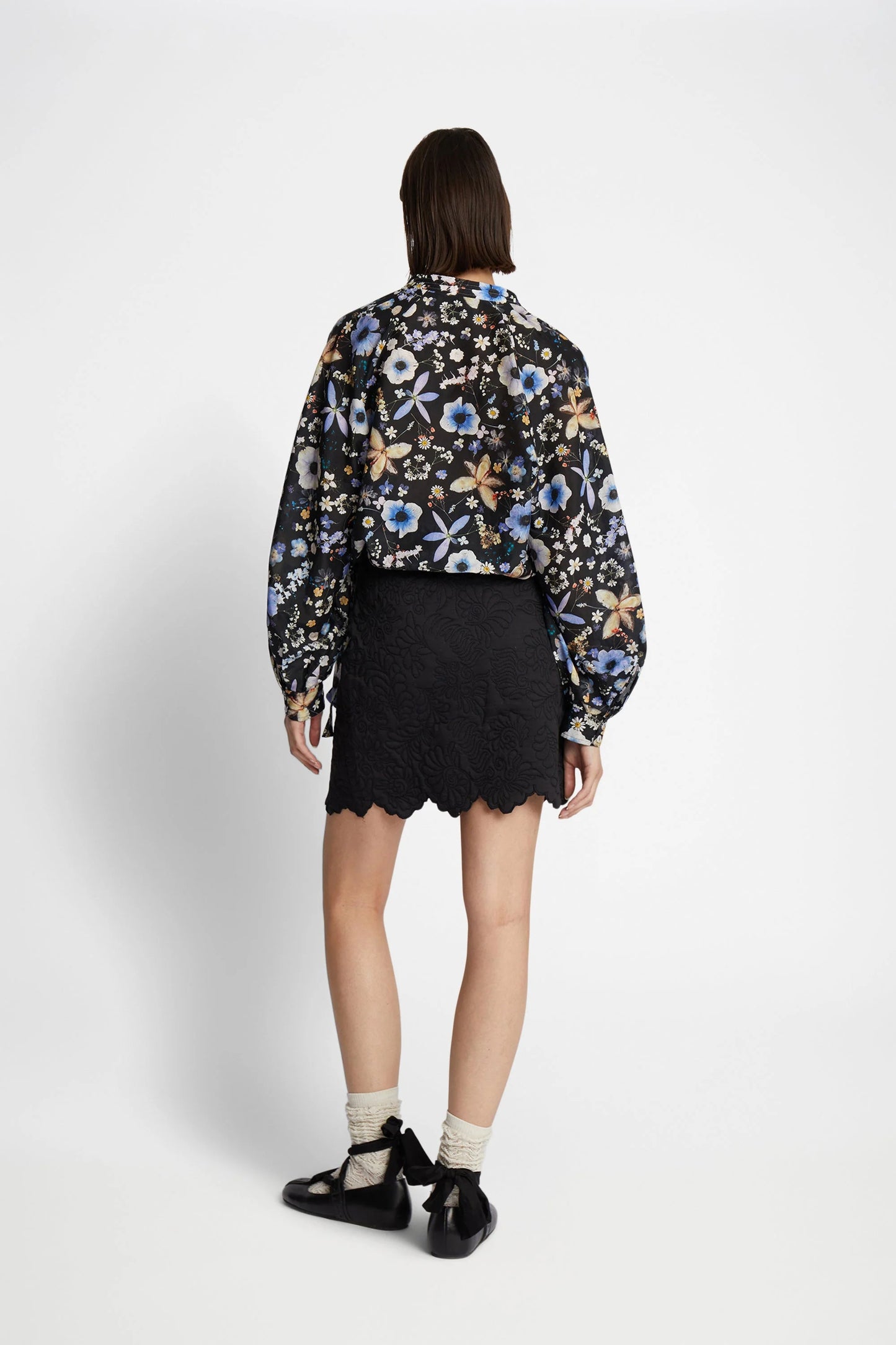 Fern Floral Blouse Black