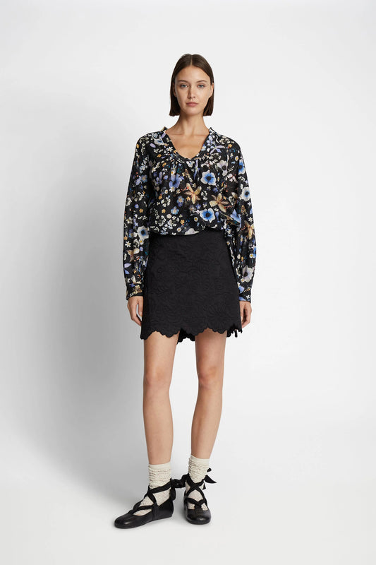 Fern Floral Blouse Black