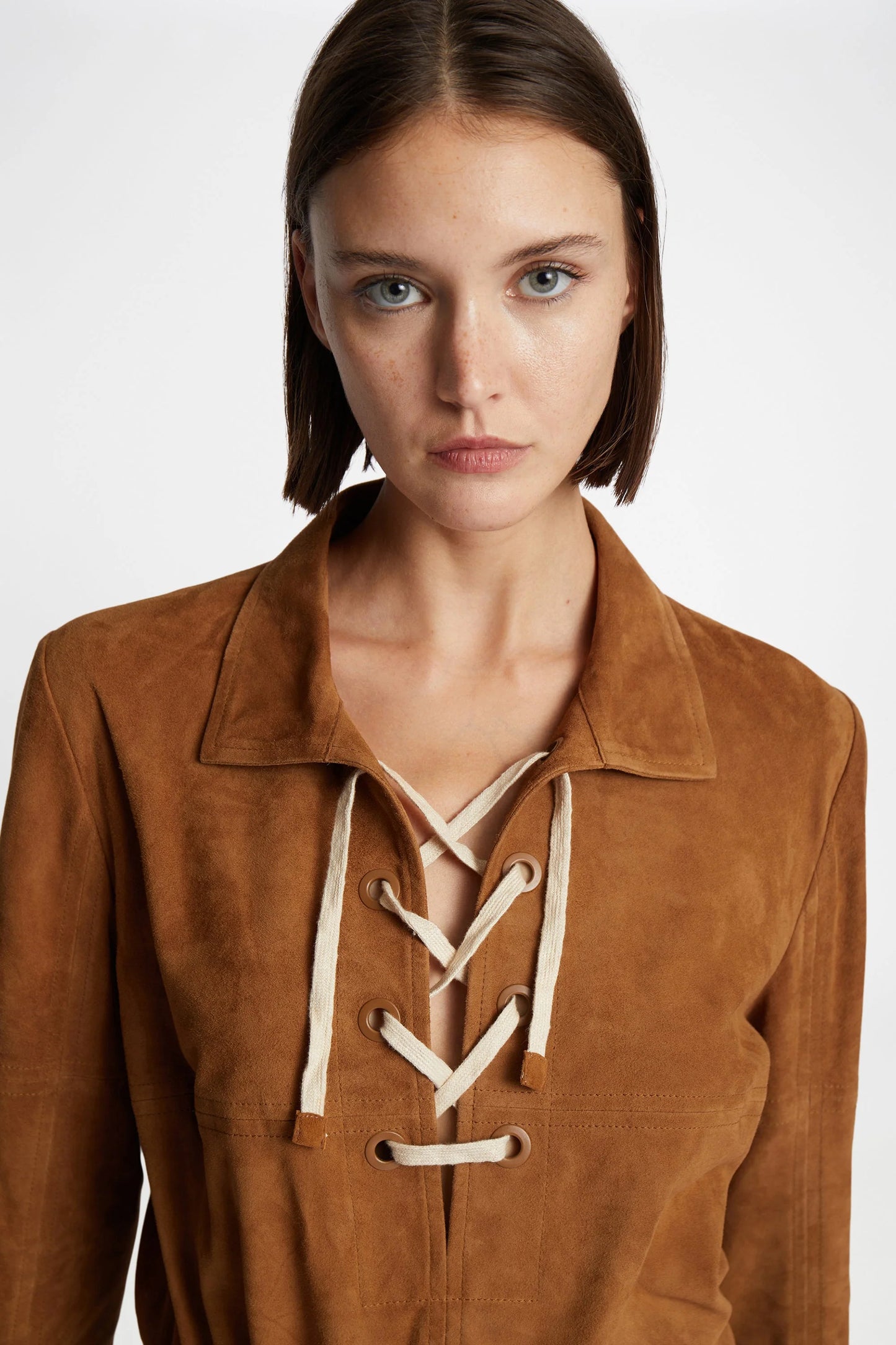 Finaz Super Soft Suede Blouse Camel