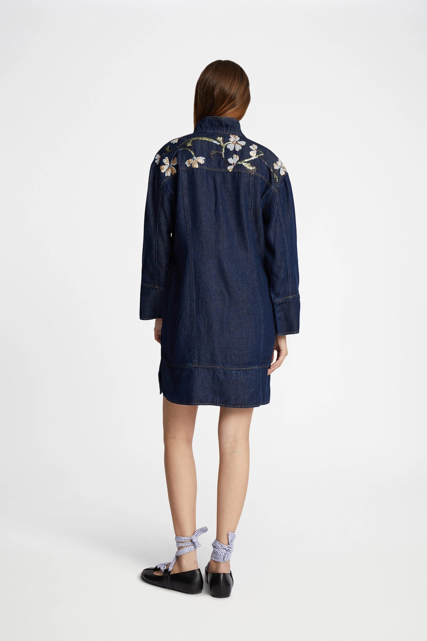 Fiva Sequin Denim Dress Indigo