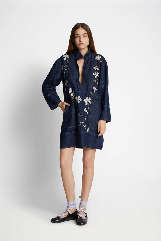 Fiva Sequin Denim Dress Indigo