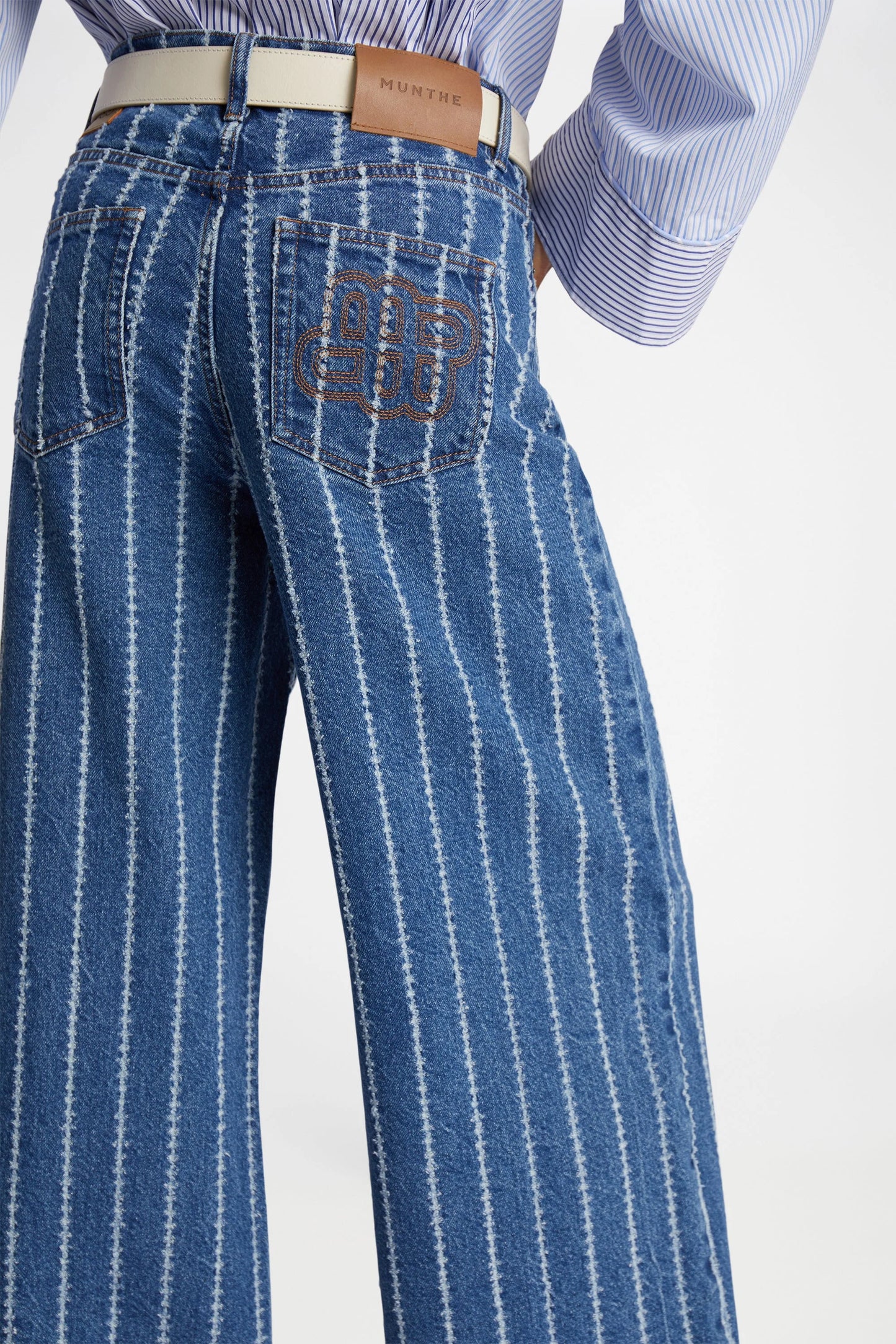 Ecube Pinstripe Wideleg Jeans Indigo