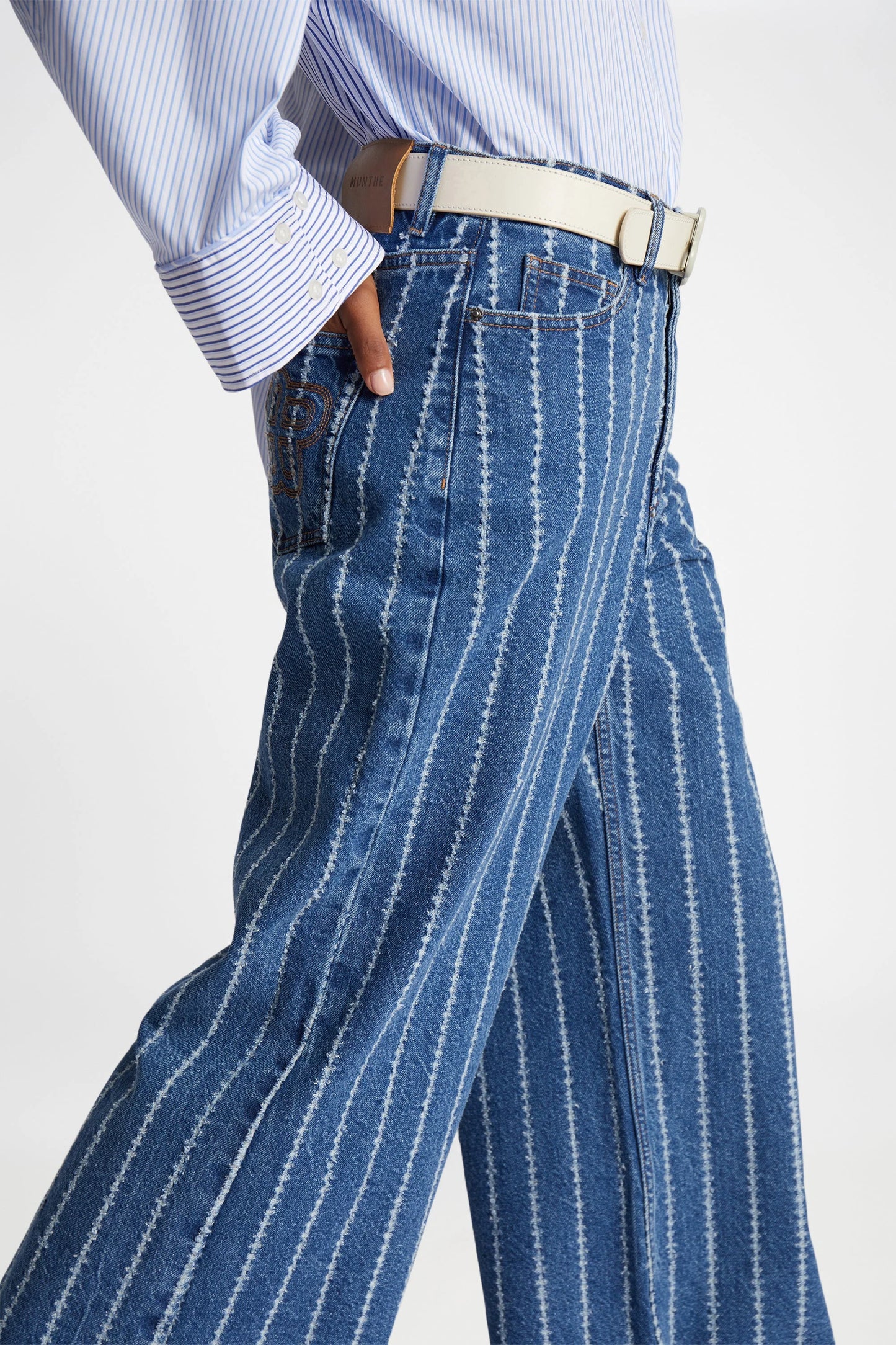 Ecube Pinstripe Wideleg Jeans Indigo