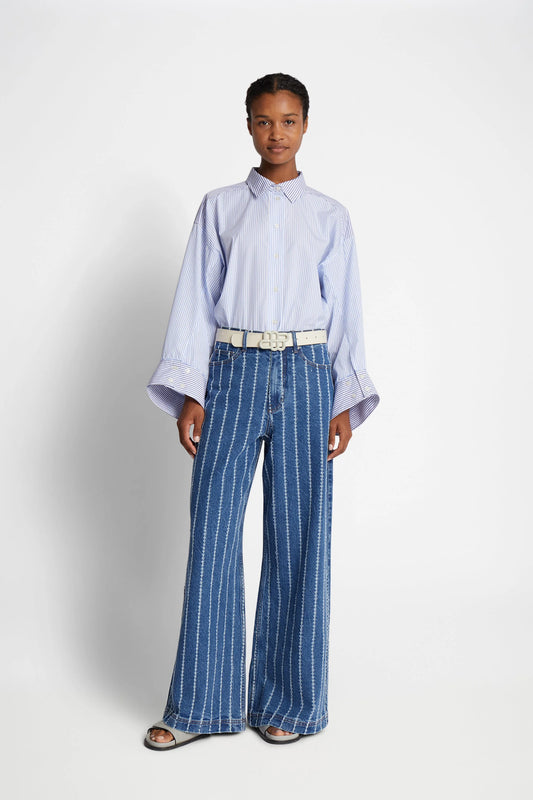 Ecube Pinstripe Wideleg Jeans Indigo