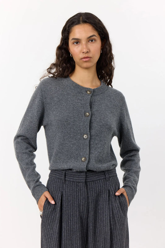 LR-Eloise1 Cashmere Cardigan Grey Melange