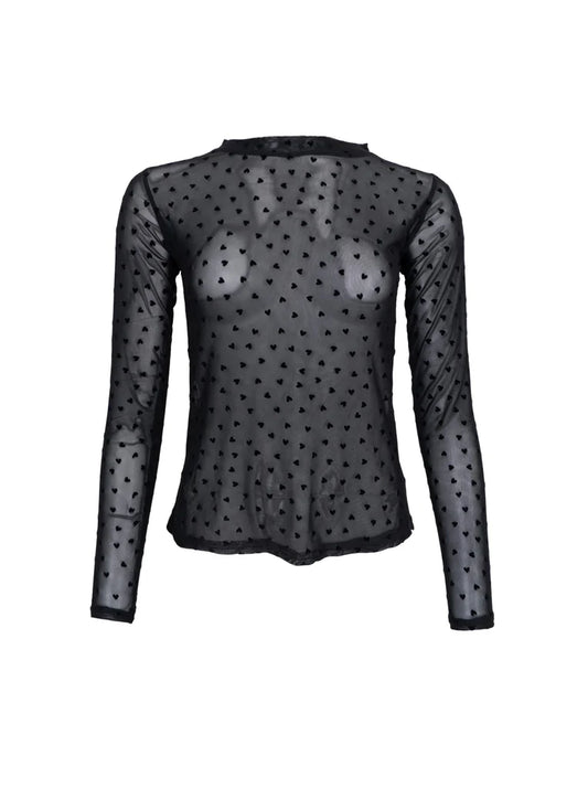 BCISOLE LOVE MESH BLOUSE - BLACK HEART