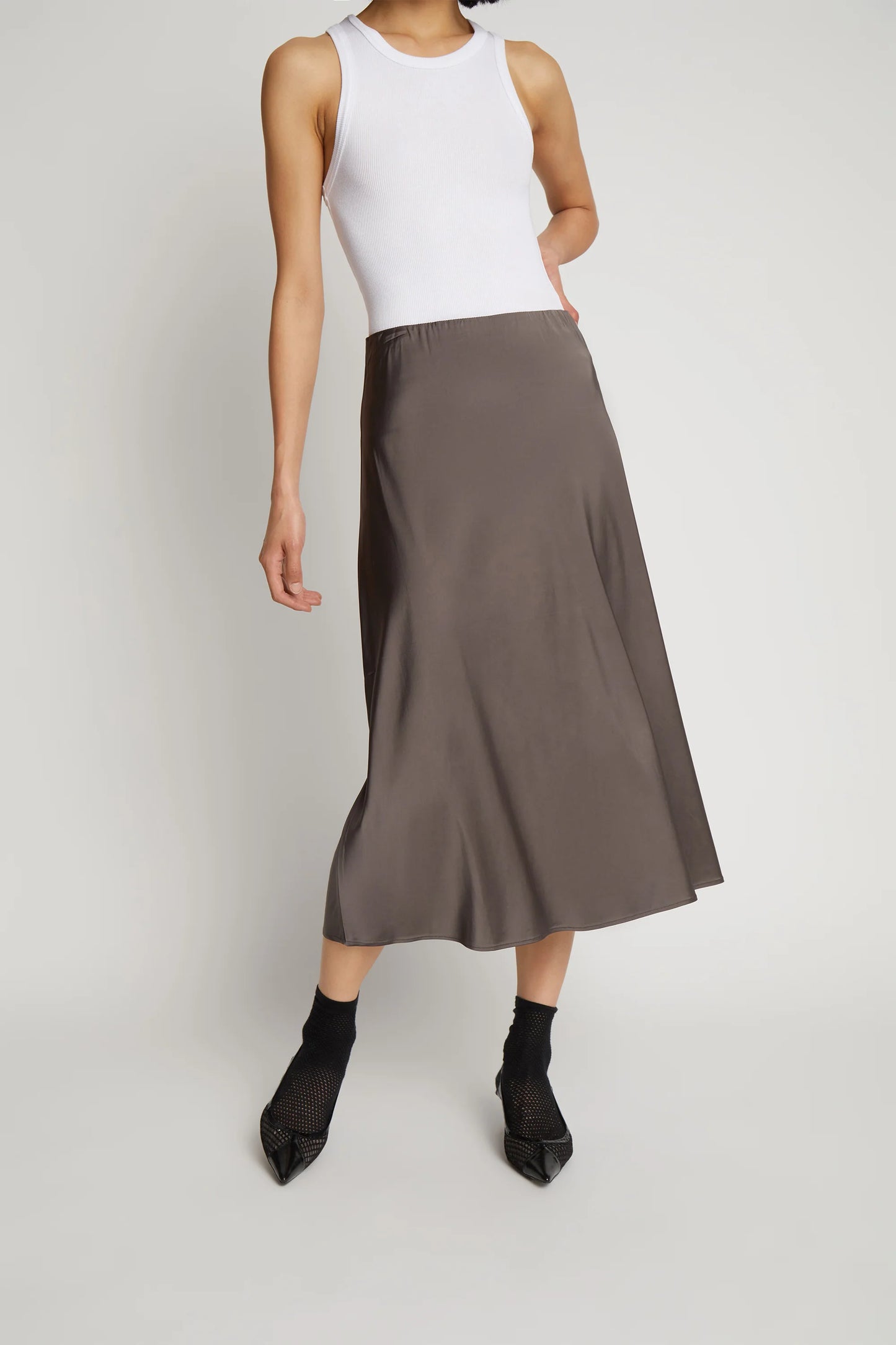 Babe Satin Midi Skirt