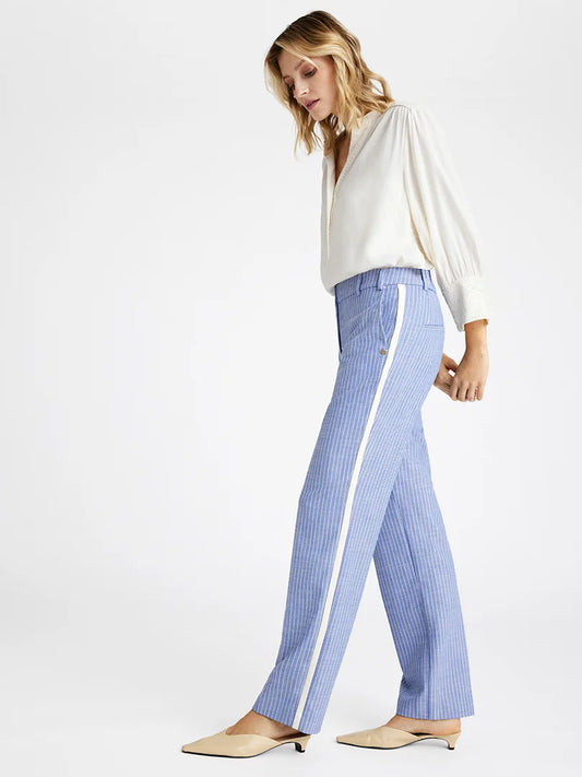 Caliella Straight Leg Pinstriped Trouser Light Blue