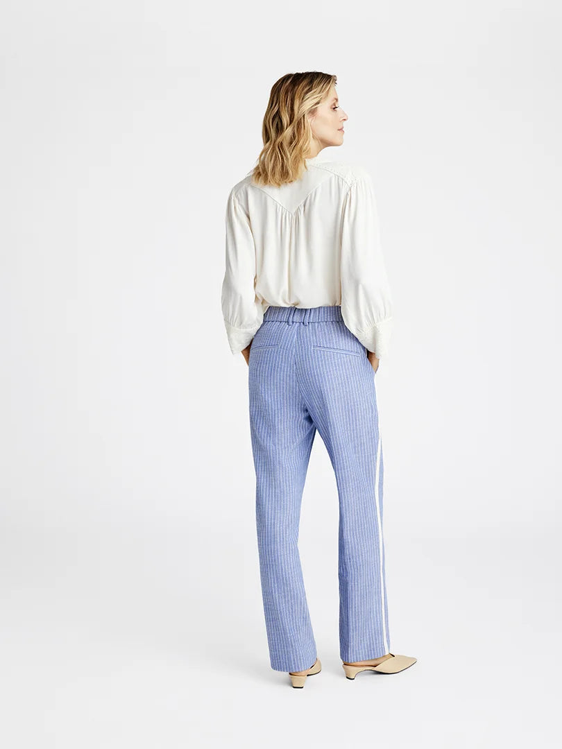 Caliella Straight Leg Pinstriped Trouser Light Blue