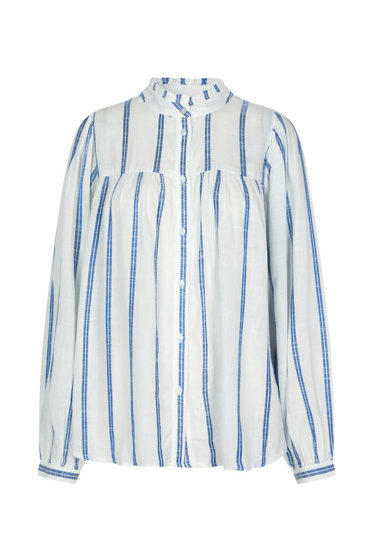 Cara Stripe Shirt Neon Blue