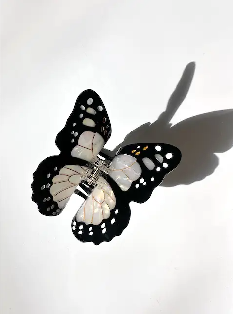 Monarch Butterfly Claw Hair Clip White