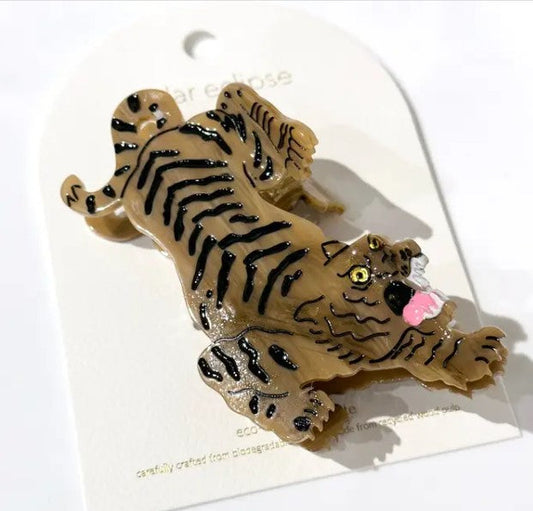 Hand-painted Tiger Animal Hair Clip Brown