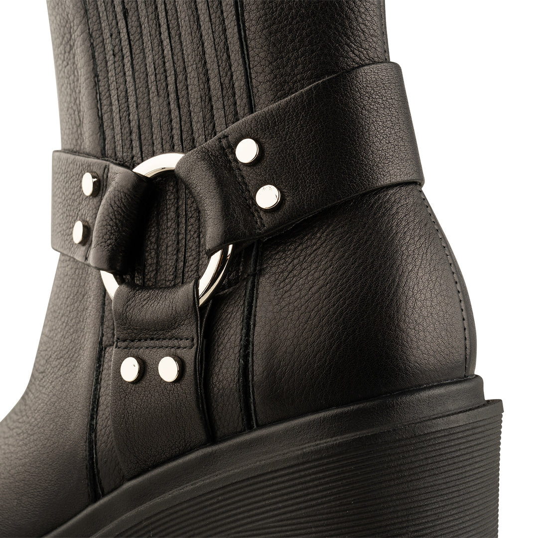 Amina Harness Ankle Boot Black