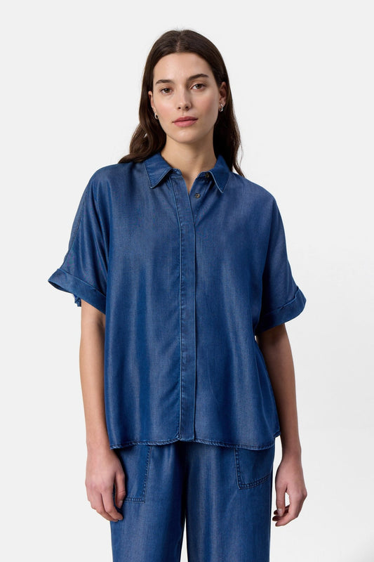 LR-Henri 1 Short Sleeved Shirt Denim Blue