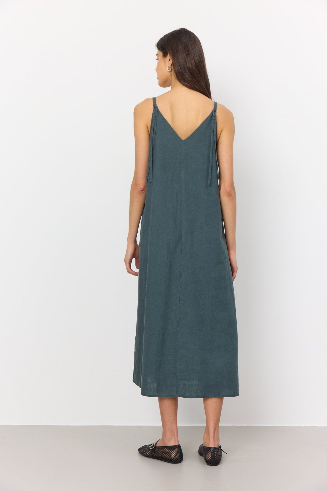 LR-Naja 23 Linen Strap Dress Dark Green