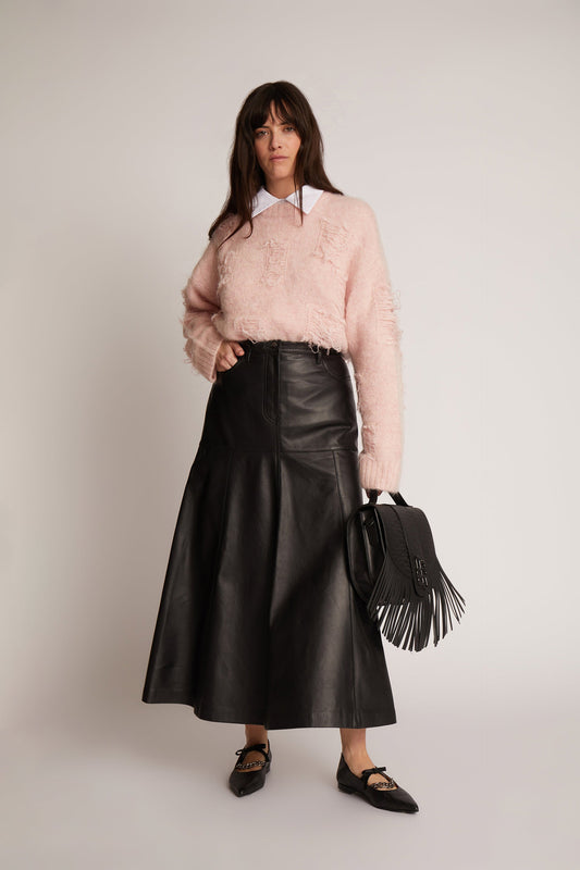 Tuxya Leather Skirt Black