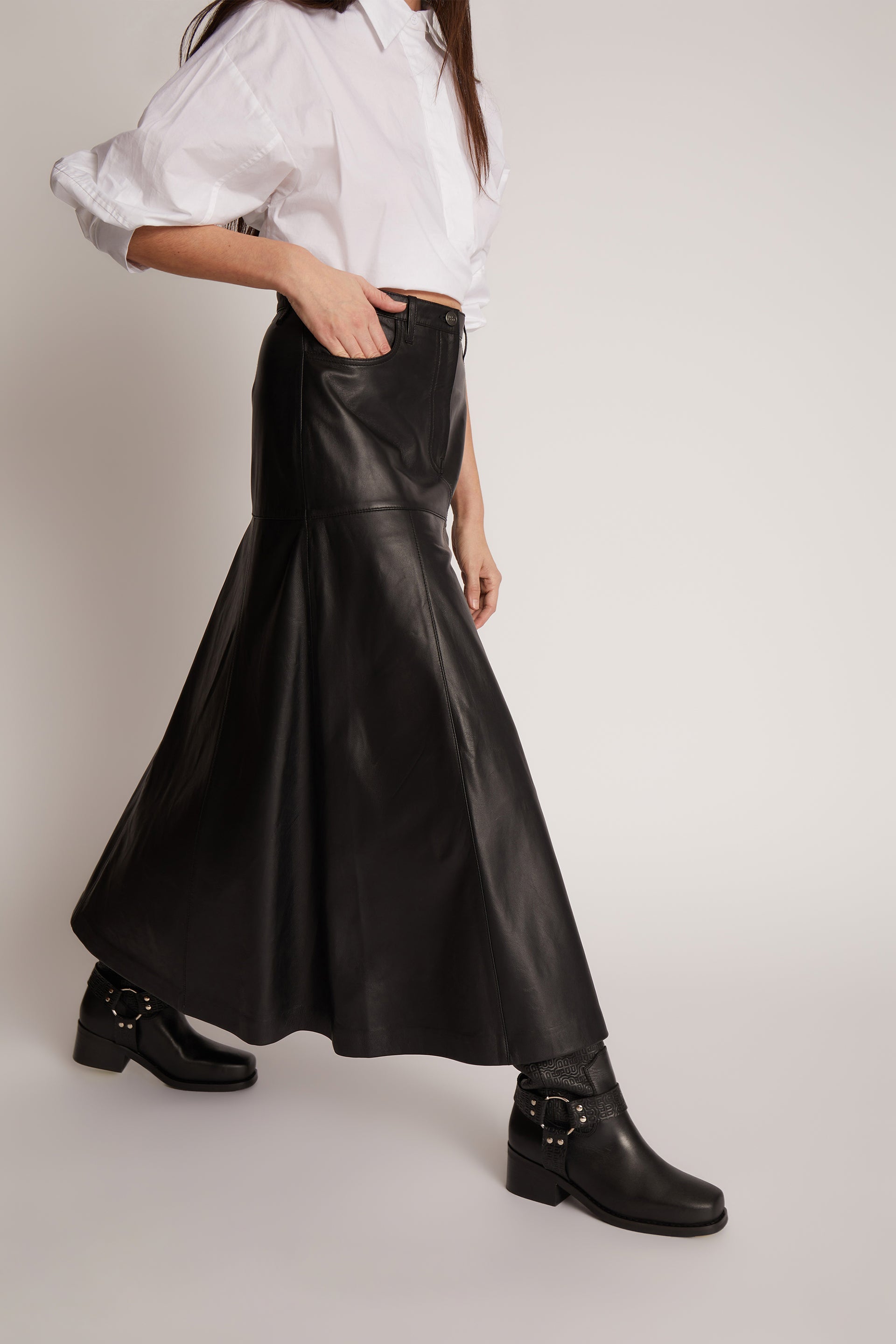 Tuxya Leather Skirt Black 36