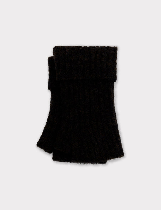 Ellery - Cozy Days Fingerless Gloves Dark Brown Melange