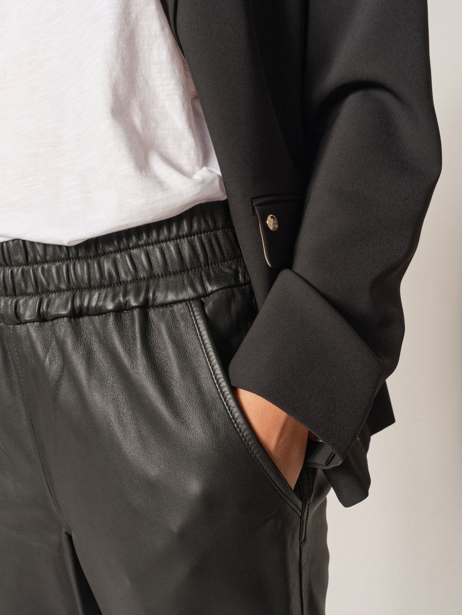 MMZabel Leather Sweatpants Black