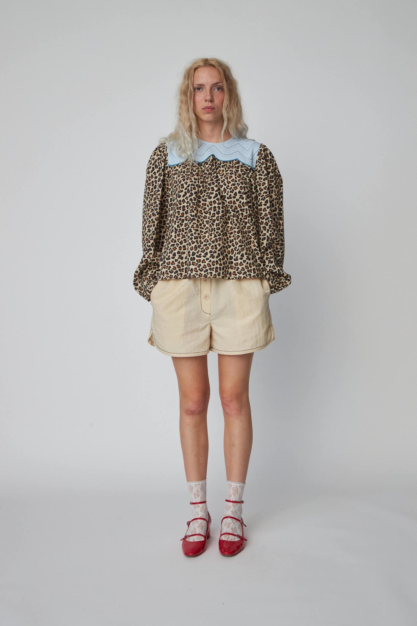 Leopard Print Blouse with Embroidery Leopard