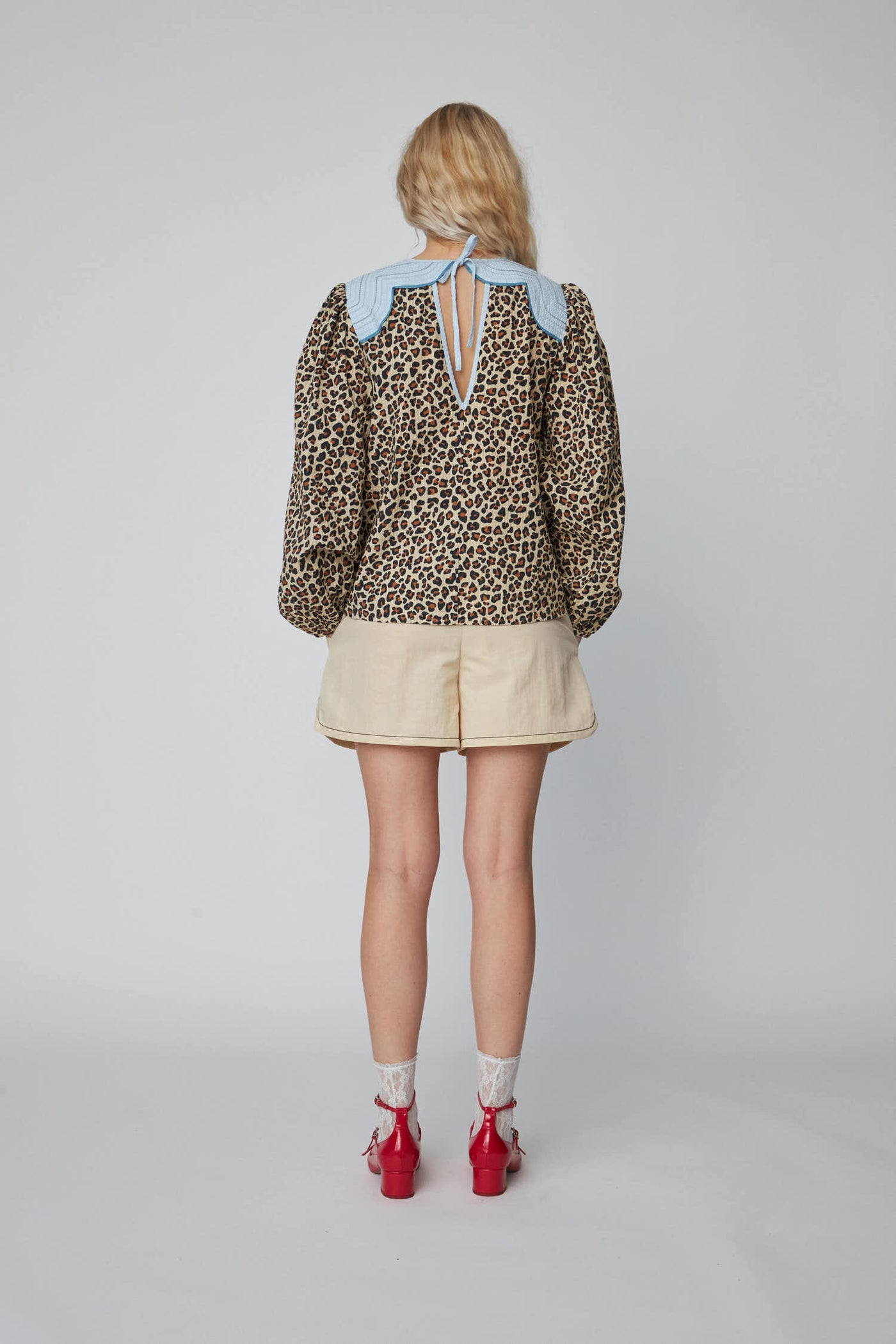 Leopard Print Blouse with Embroidery Leopard