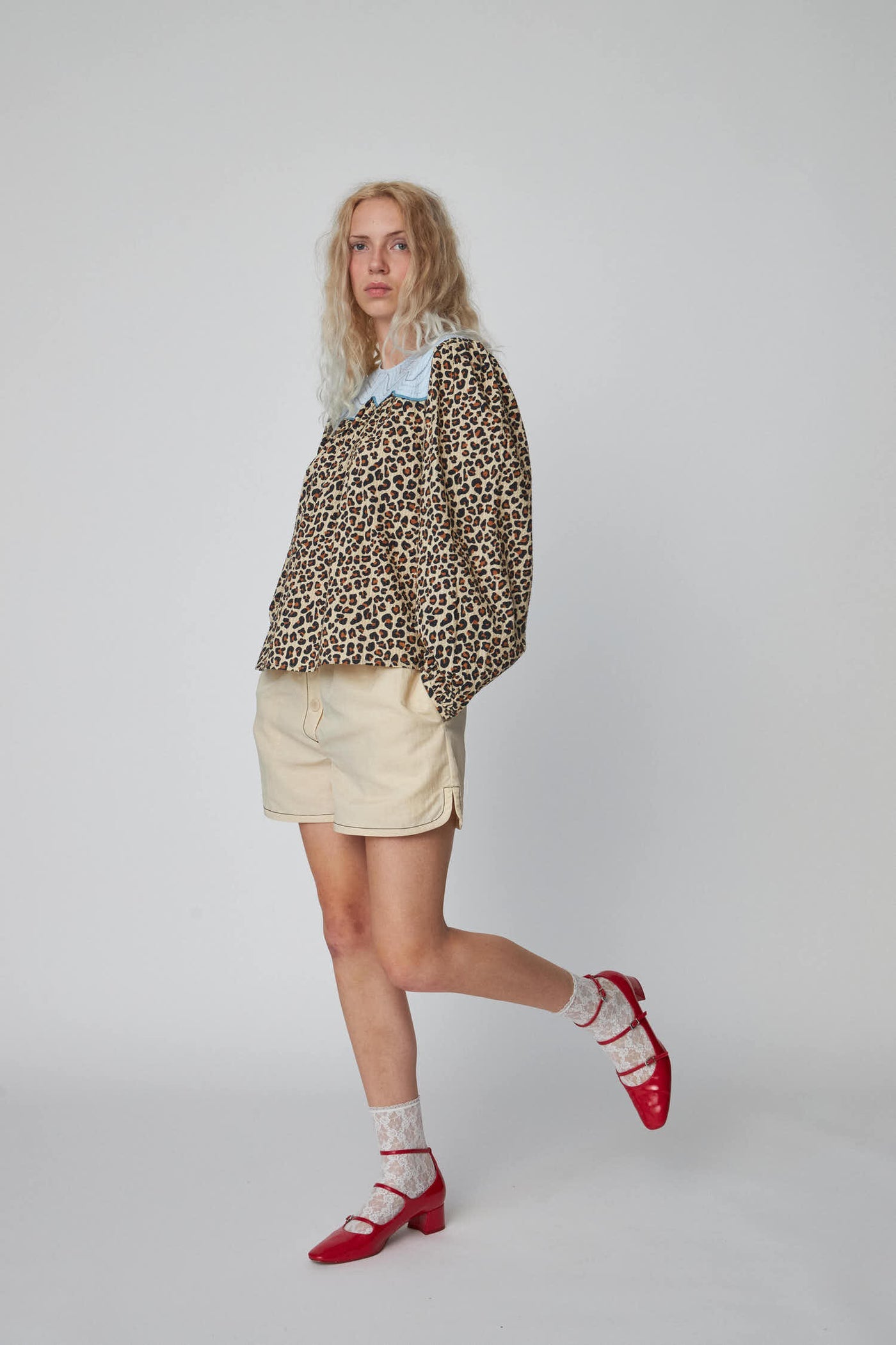 Leopard Print Blouse with Embroidery Leopard