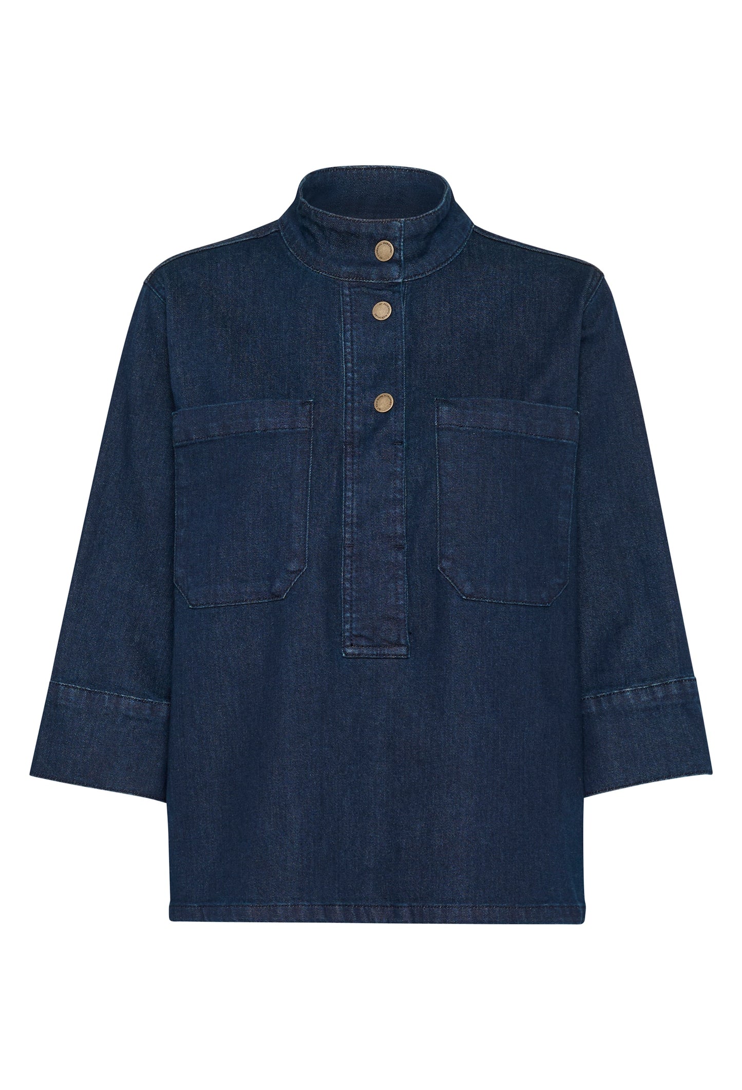 LaraMW 115 Boxy Denim Blouse Dark Blue