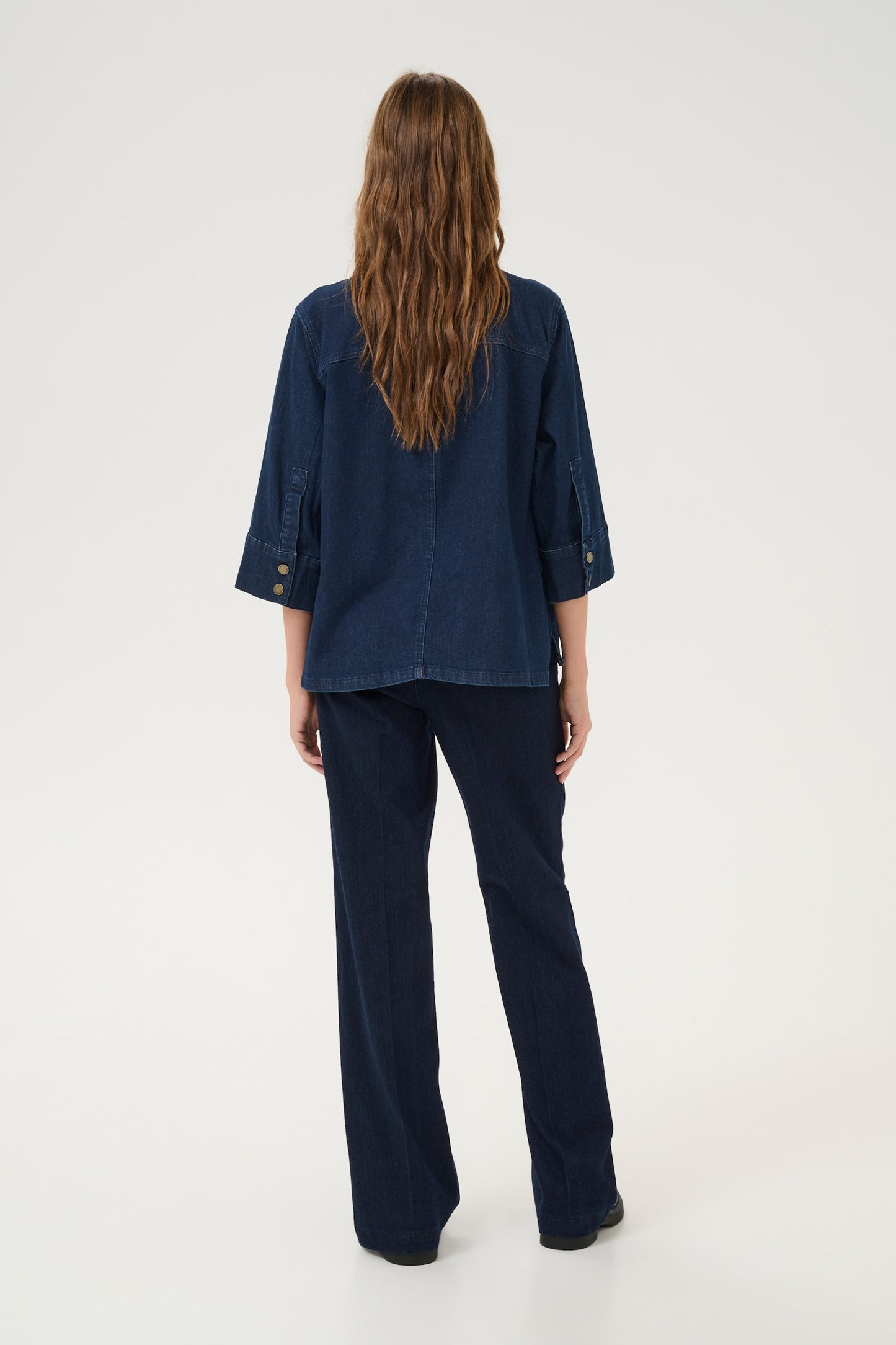 LaraMW 115 Boxy Denim Blouse Dark Blue