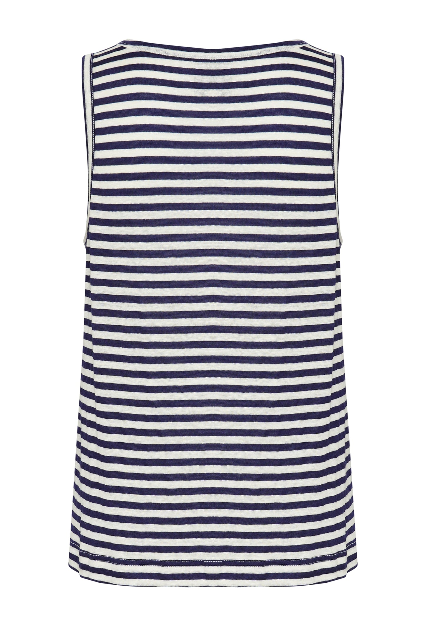 LisaMW Striped Linen Top Dark Sapphire Blue