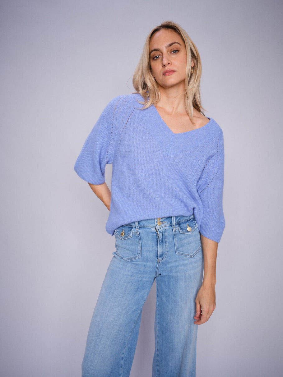 MMTaci 3/4 V-Neck Knit Jumper Hydrangea